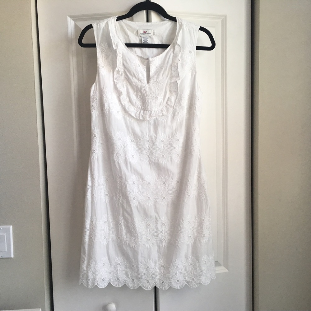 Vineyard Vines White Scalloped Eyelet Dress